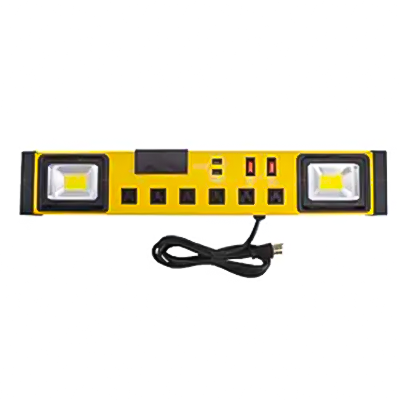 LA004KA / LPU6+2U2C Heavy Duty Metal Power Strip Surge Protector with 6 Outlets 2 USB Ports Led Worklight Wall Mount Ideal For Workshop Garage Count