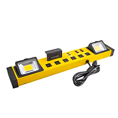 LA004KA / LPU6+2U2C Heavy Duty Metal Power Strip Surge Protector with 6 Outlets 2 USB Ports Led Worklight Wall Mount Ideal For Workshop Garage Count