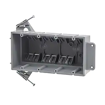 P013 American 64 Cu.In. Four-Gang New Work Switch/Outlet Box With Captive Nails 2.26