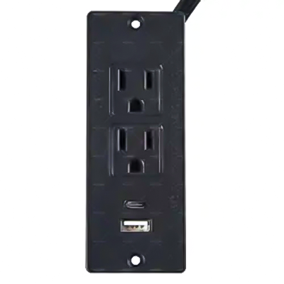 LTS23+2UC 5ft Conference Recessed Furniture Flush Mount Charging Station Desktop Power Grommet Power Strip With 2 Outlets,Usb Type A And C