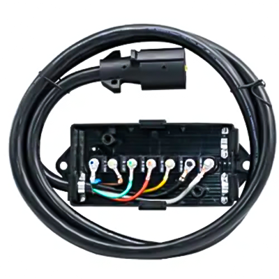 LA040A/LA040C 7 Way Plug Inline Trailer Cord with 7 Gang Junction Box - Weatherproof Wiring Harness Cable with Waterproof Junction Box OEM