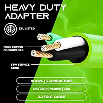 LA008H /LA074Y / LA051B(2)  3-Prong 2.2 FT NEMA 10-30P to (2) NEMA 10-30R 30 Amp Y Splitter Adapter Cord for Multiple Outlet Dryer Outlet and EV Charger